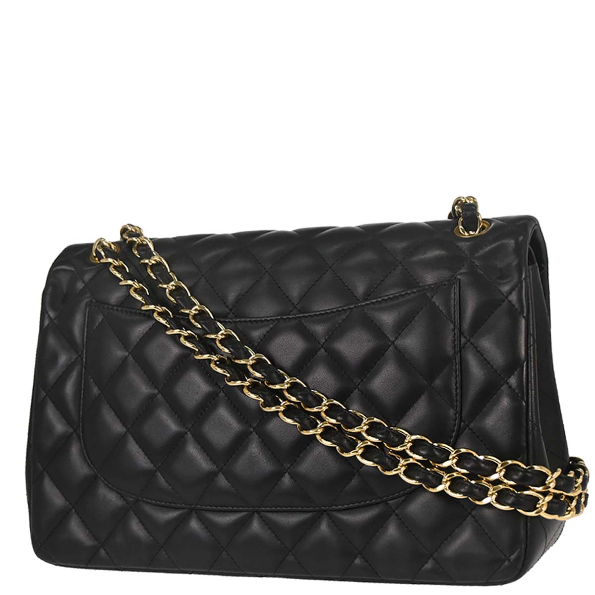 Chanel 2012-2013 Black Lambskin Jumbo Classic Double Flap Shoulder Bag