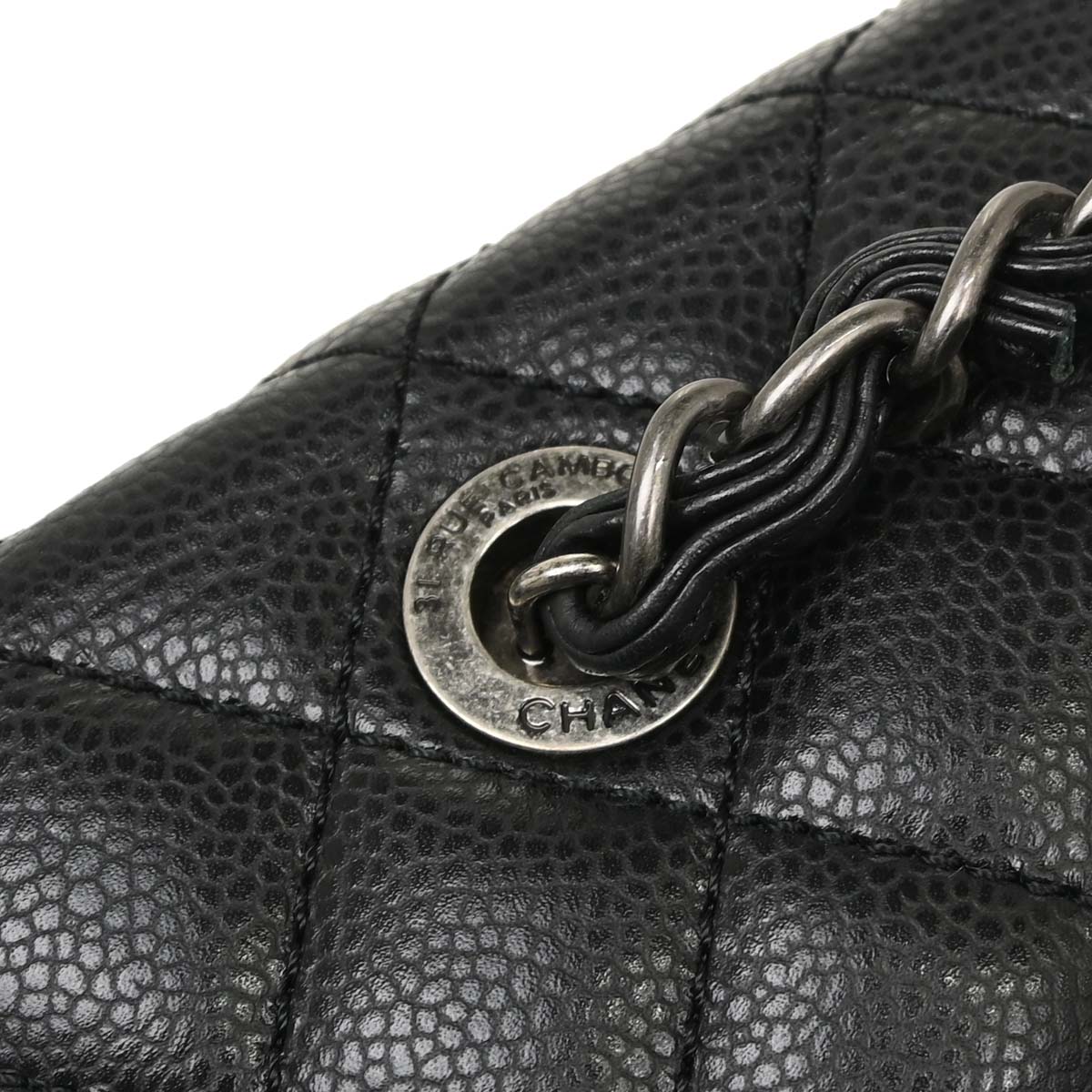Chanel 2015-2016 Black Caviar Skin Tote Chain Handbag