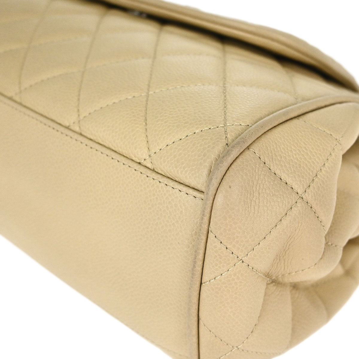 Chanel Beige Caviar Skin Accordion Flap Shoulder Bag