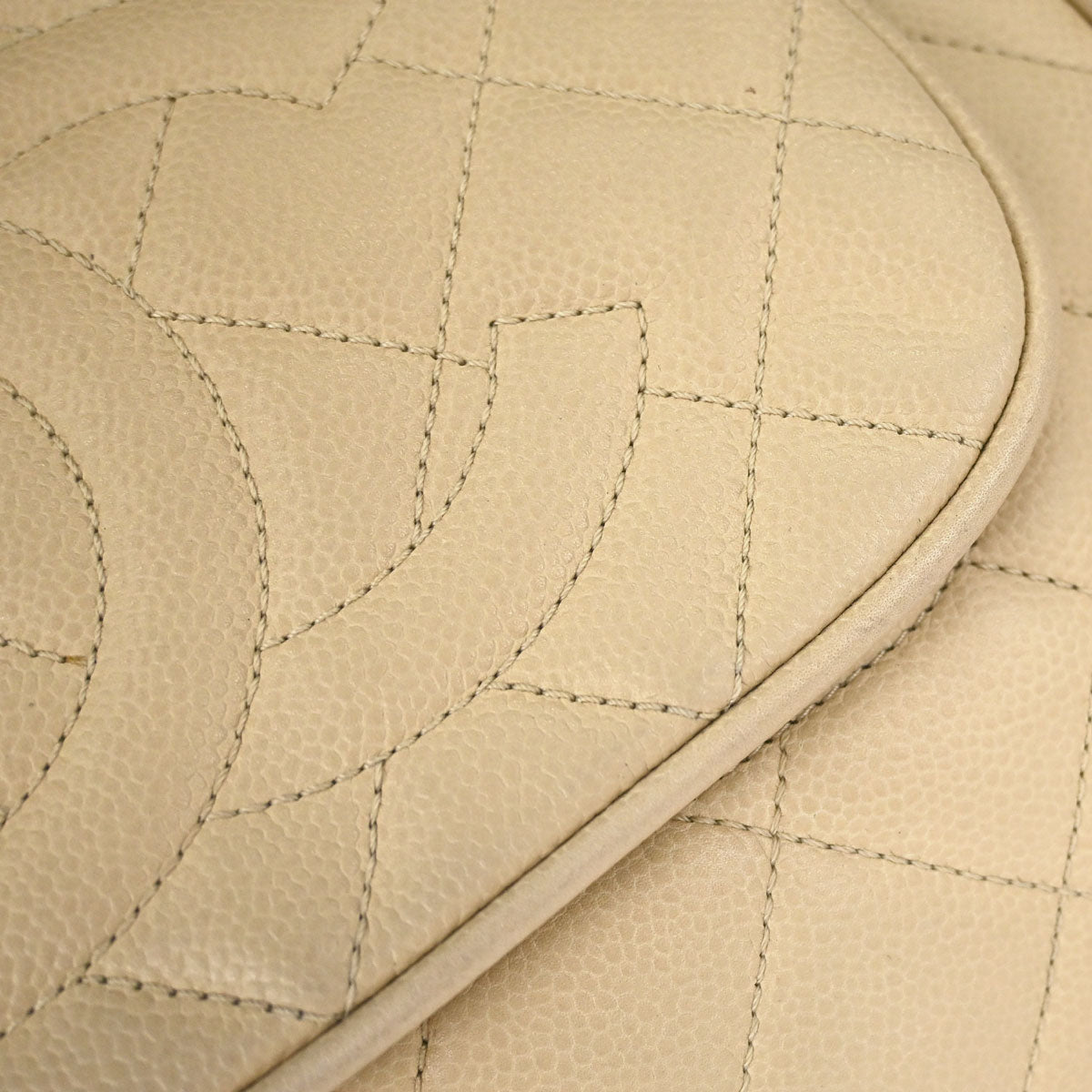 Chanel Beige Caviar Skin Accordion Flap Shoulder Bag