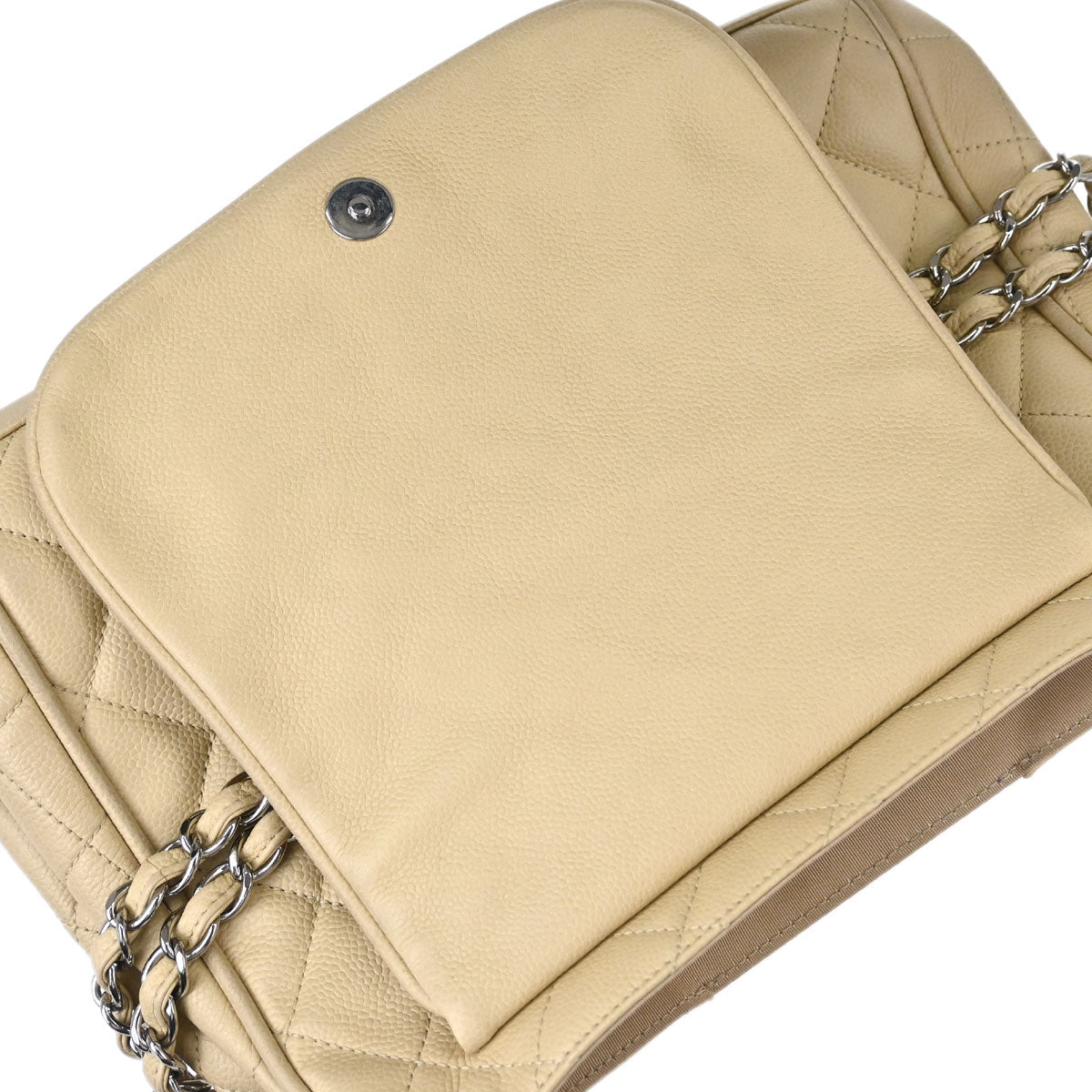 Chanel Beige Caviar Skin Accordion Flap Shoulder Bag