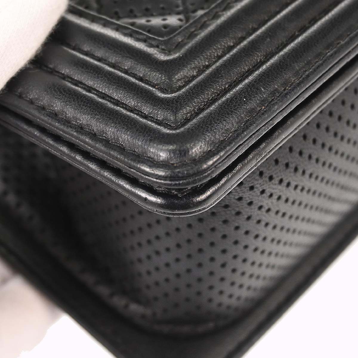 Boy Chanel 2014 Black Perforated Lambskin Medium Shoulder Bag