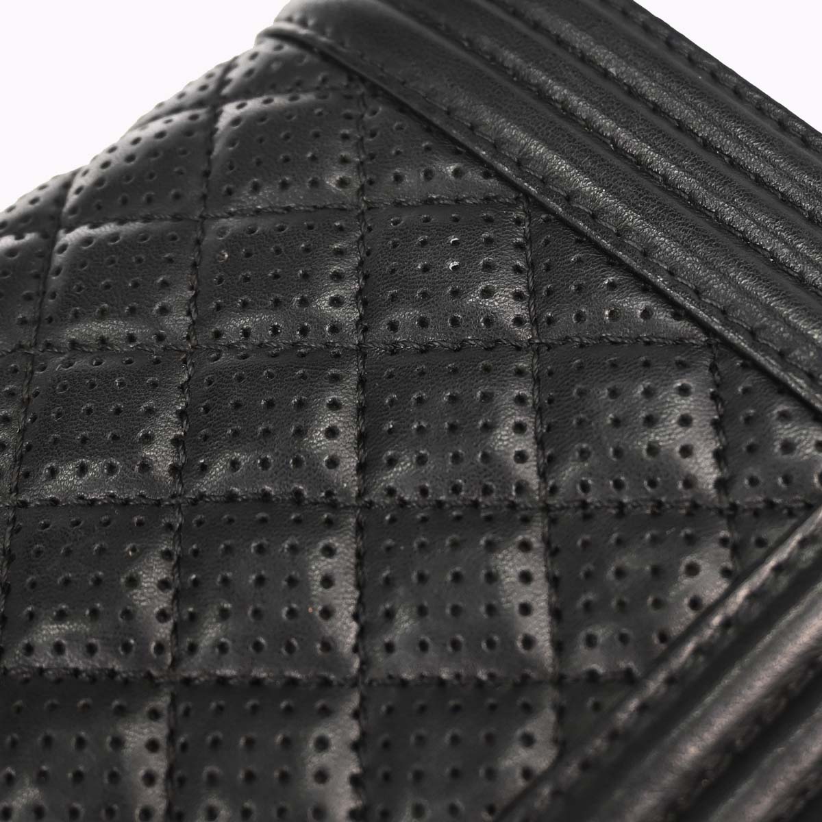 Boy Chanel 2014 Black Perforated Lambskin Medium Shoulder Bag