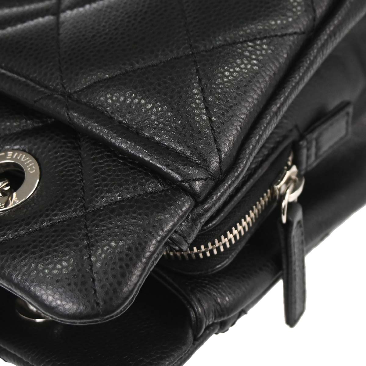 Chanel 2013-2014 Black Caviar Skin Timeless CC Chain Tote Bag