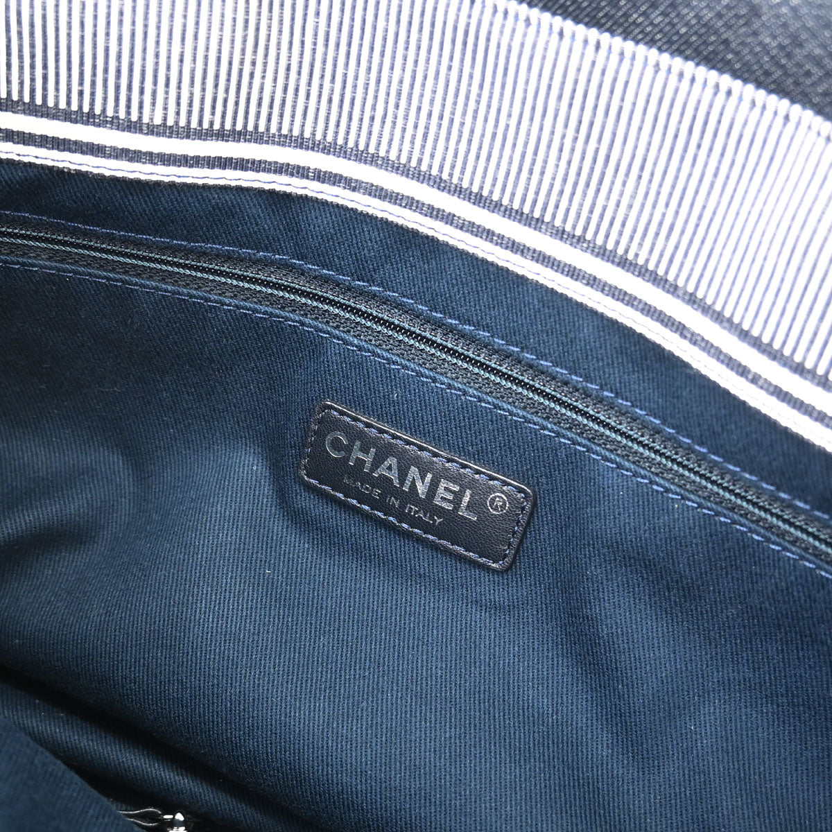 Chanel 2014 Navy Denim Small Deauville Shopping Tote 2way Handbag