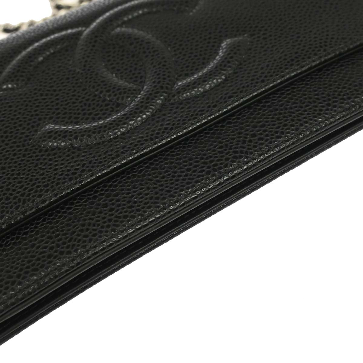 Chanel 2014-2015 Black Caviar Skin Timeless WOC Wallet on Chain Shoulder Bag