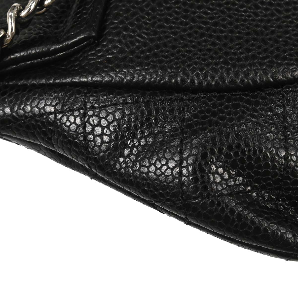 Chanel 2013-2014 Black Caviar Skin Half Moon Flap WOC Wallet on Chain Shoulder Bag