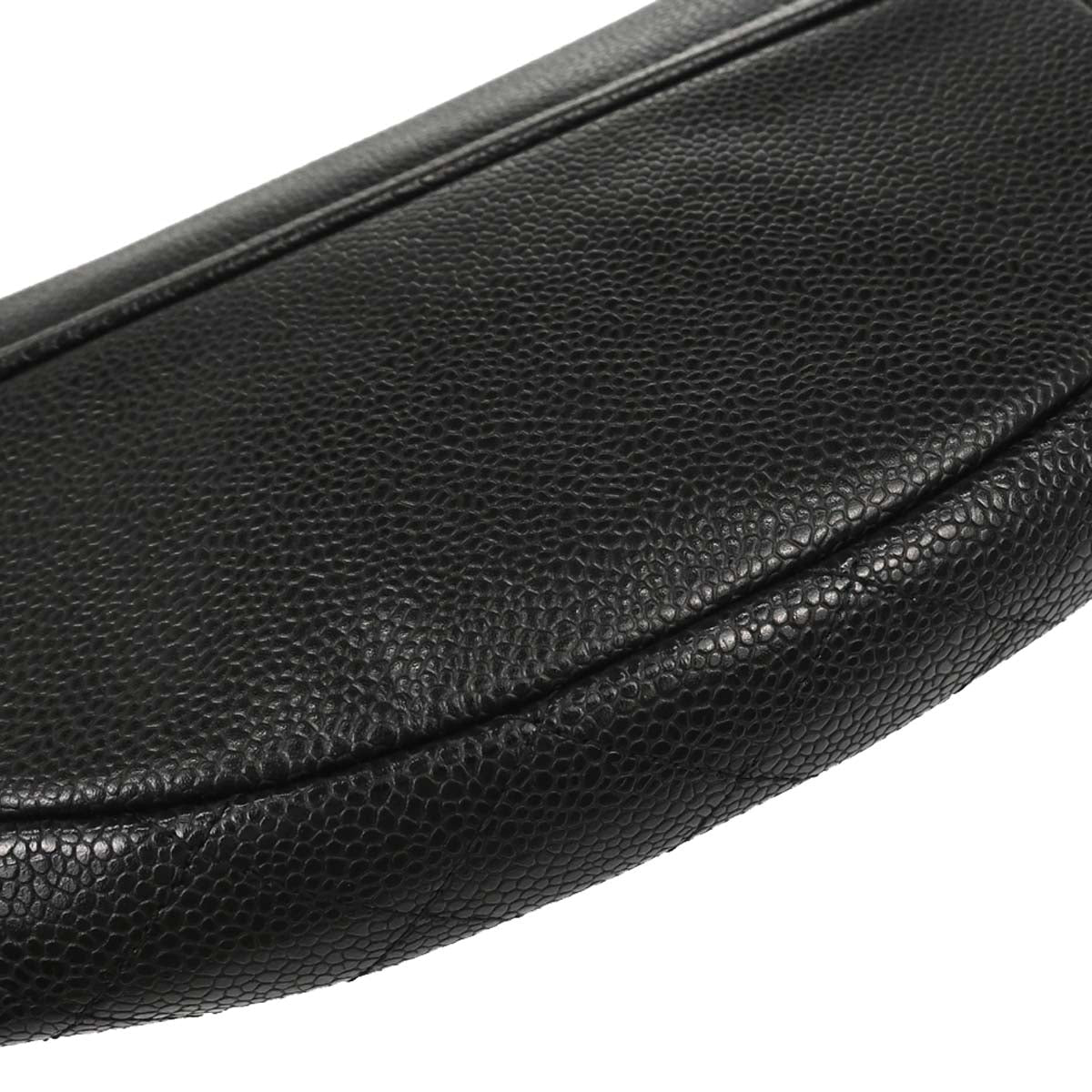 Chanel 2013-2014 Black Caviar Skin Half Moon Flap WOC Wallet on Chain Shoulder Bag