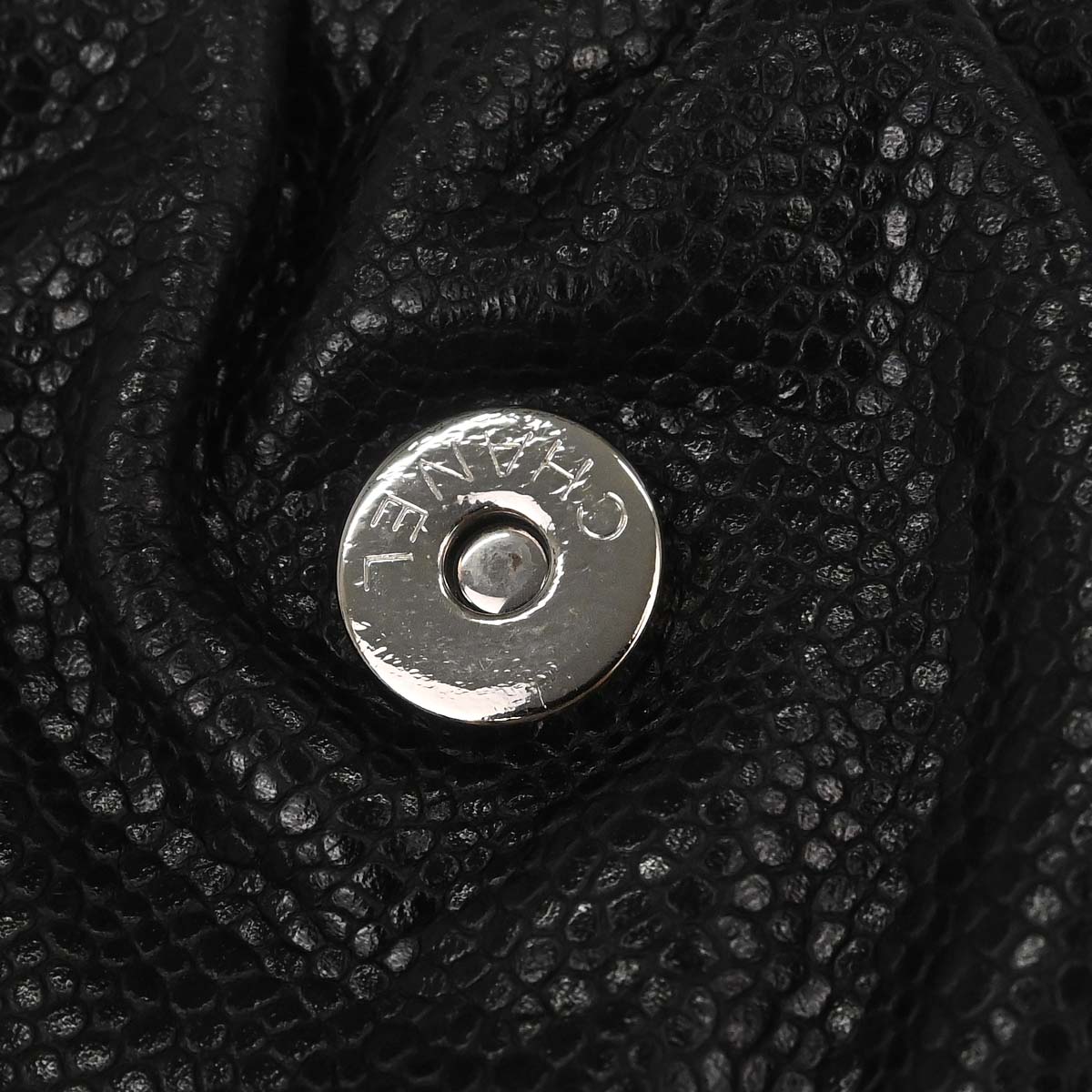 Chanel 2013-2014 Black Caviar Skin Half Moon Flap WOC Wallet on Chain Shoulder Bag