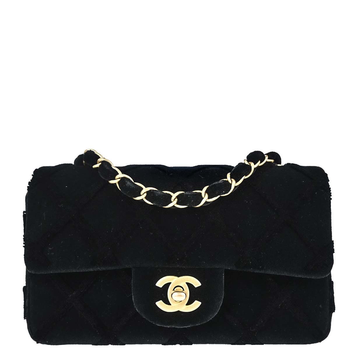 Chanel 2018 Black Velvet Classic Flap Shoulder Bag