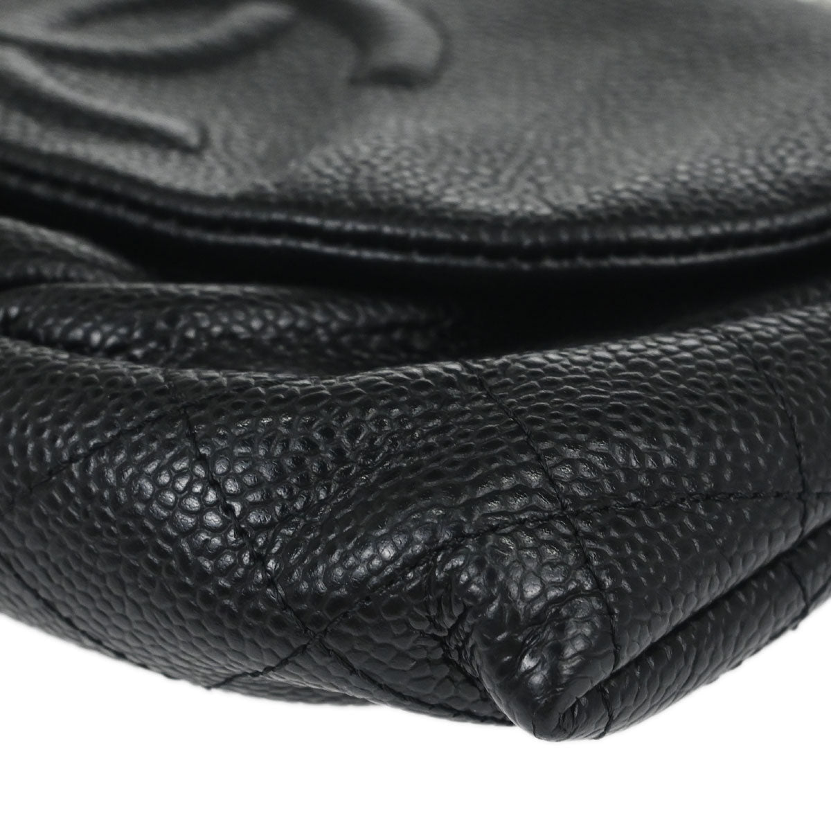 Chanel 2012 Black Caviar Skin Half Moon Flap WOC Wallet on Chain Shoulder Bag