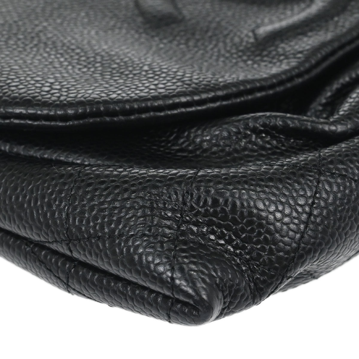 Chanel 2012 Black Caviar Skin Half Moon Flap WOC Wallet on Chain Shoulder Bag