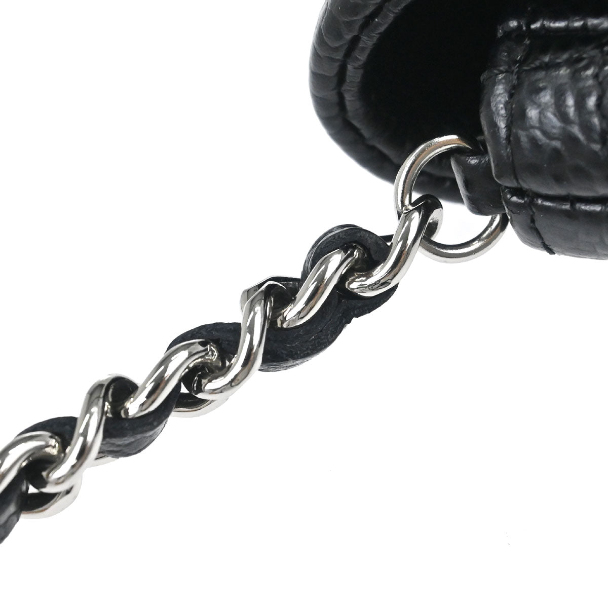 Chanel 2012 Black Caviar Skin Half Moon Flap WOC Wallet on Chain Shoulder Bag