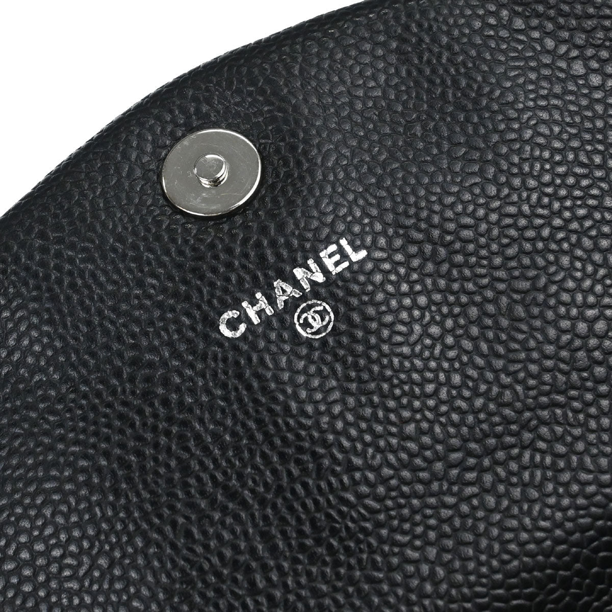 Chanel 2012 Black Caviar Skin Half Moon Flap WOC Wallet on Chain Shoulder Bag
