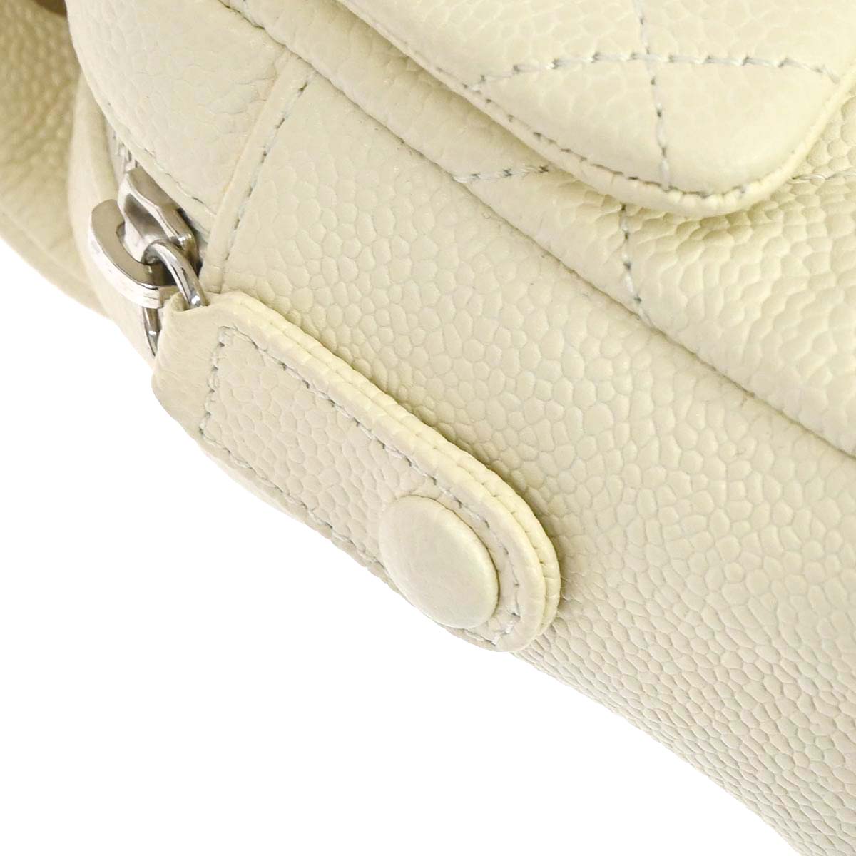 Chanel 2014-2015 Ivory Caviar Skin Easy Double Chain Flap Bag
