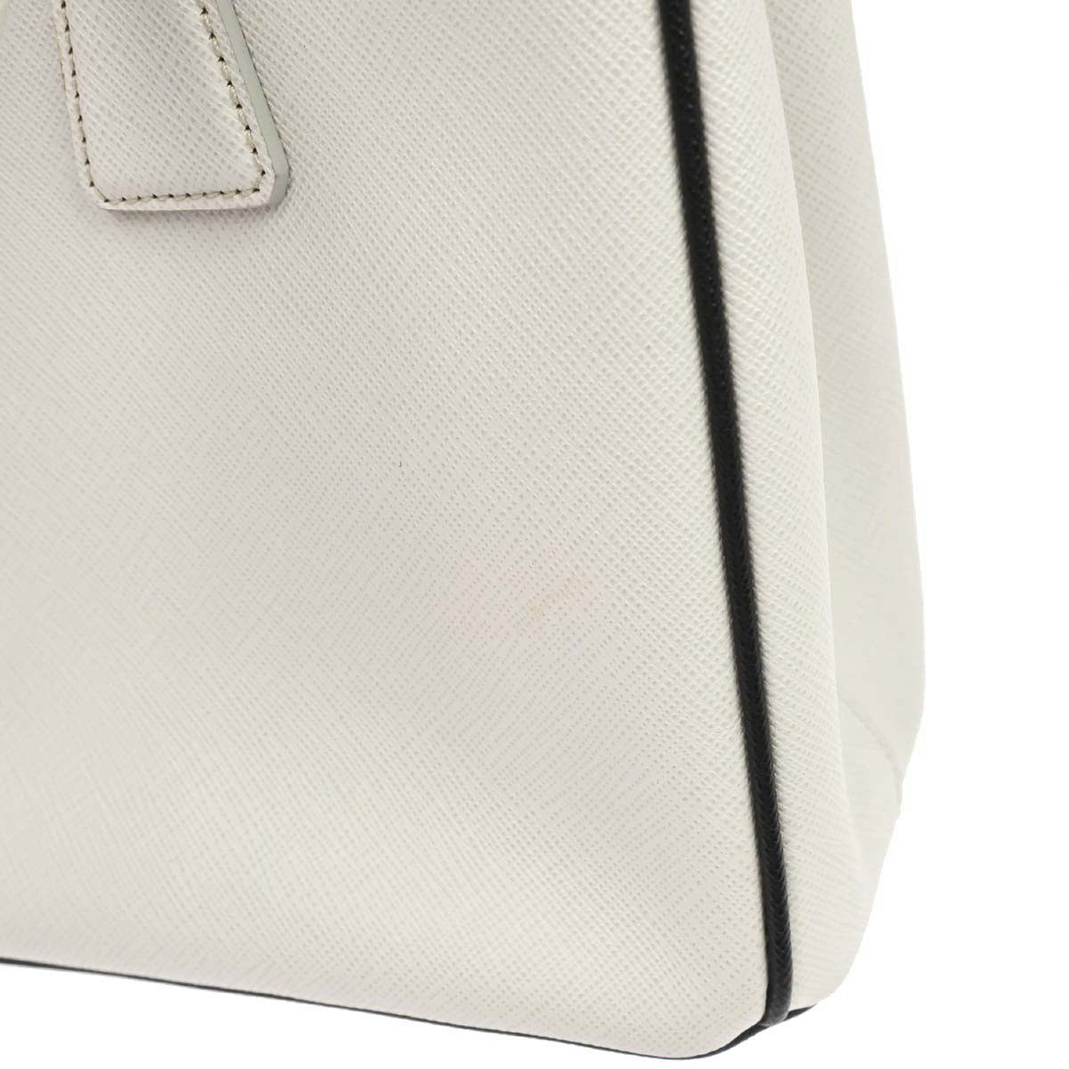 Prada White Leather Galleria 2way Shoulder Tote Handbag