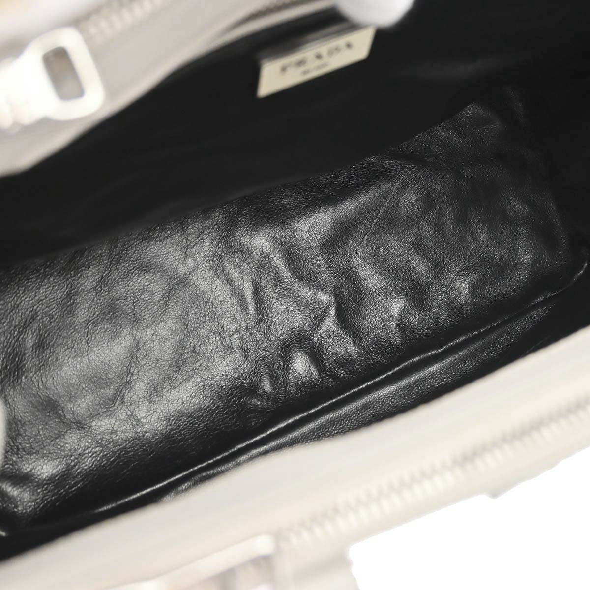 Prada White Leather Galleria 2way Shoulder Tote Handbag