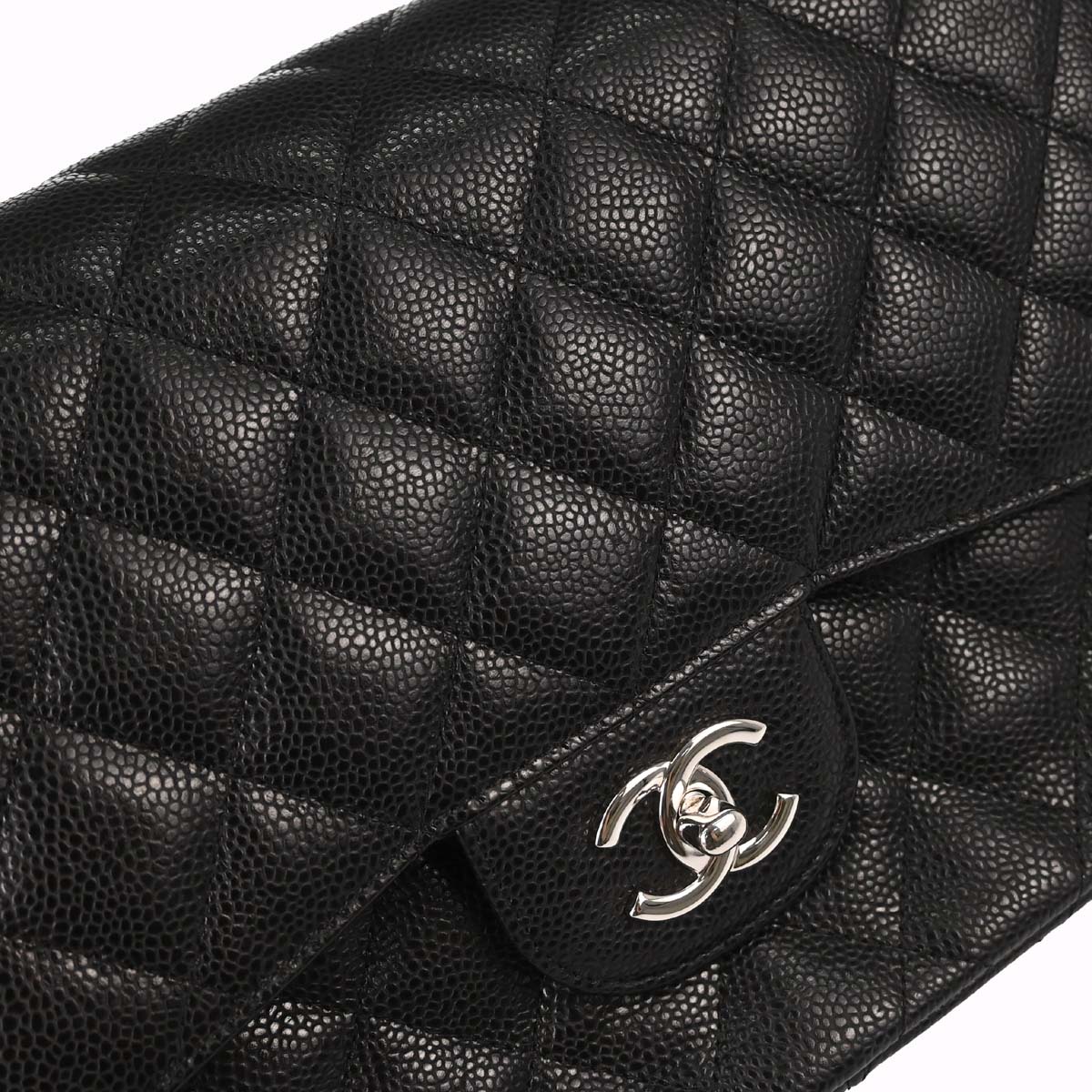 Chanel 2015-2016 Black Caviar Skin Jumbo Classic Double Flap Shoulder Bag