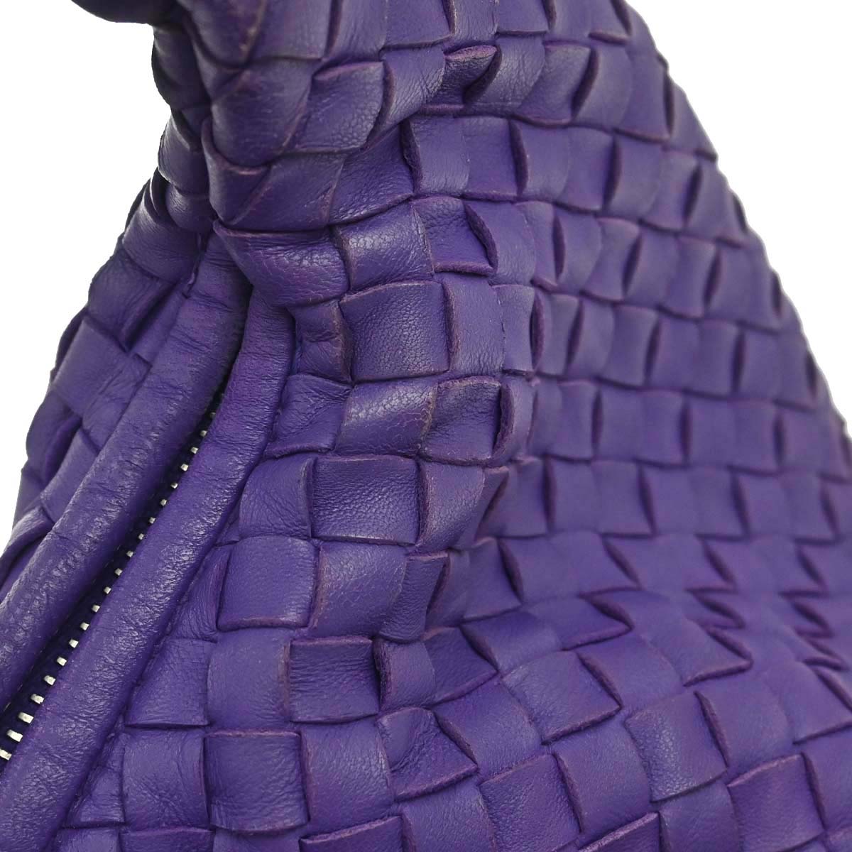 Bottega Veneta Purple Lambskin Intrecciato Hobo Handbag
