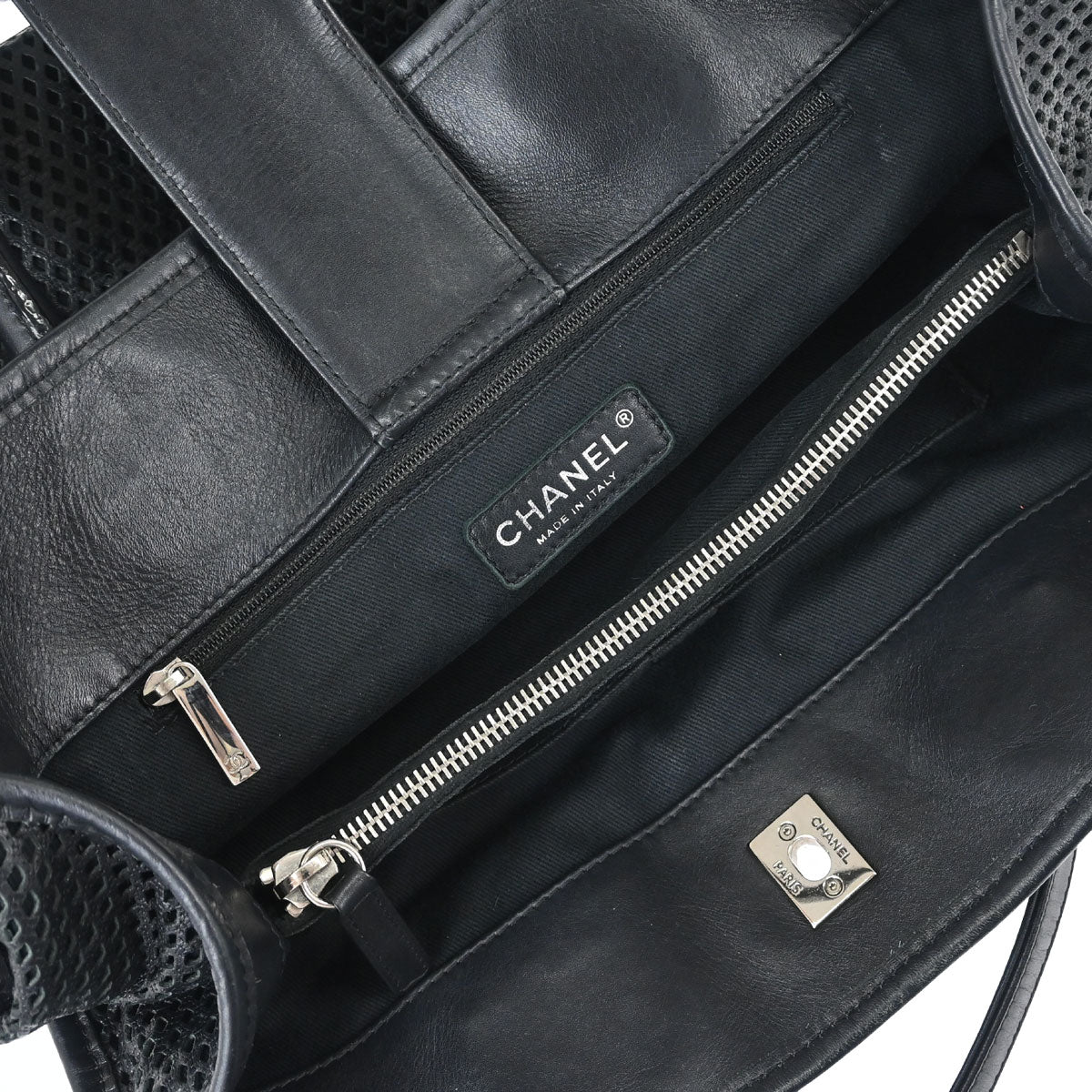 Chanel 2012-2013 Black Perforated Calfskin Up In The Air Tote 2way Chain Handbag