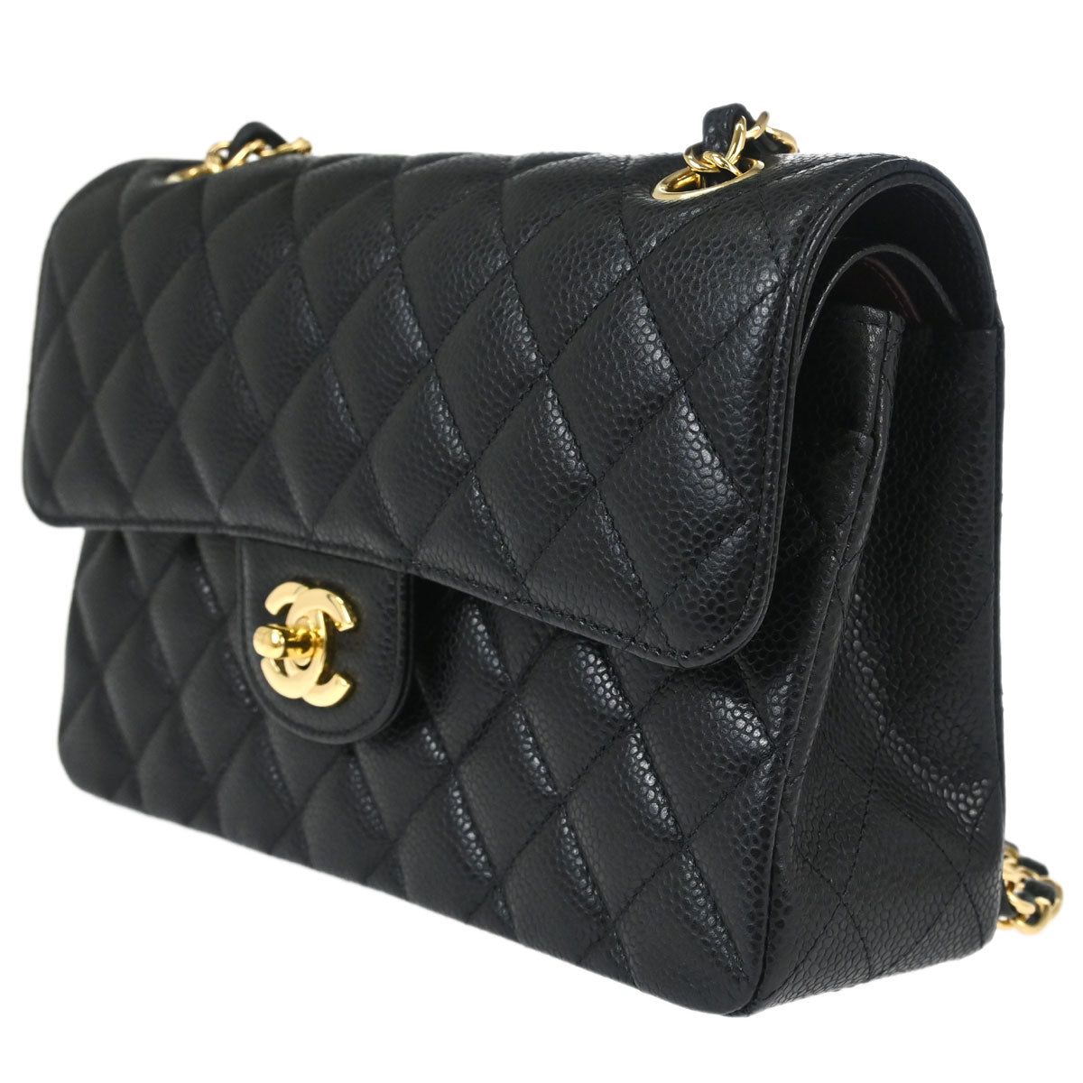 Chanel Black Caviar Skin Small Classic Double Flap Shoulder Bag
