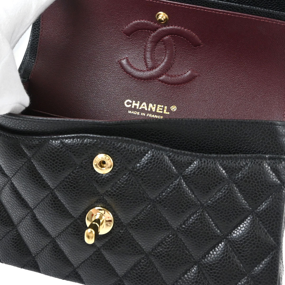 Chanel Black Caviar Skin Small Classic Double Flap Shoulder Bag