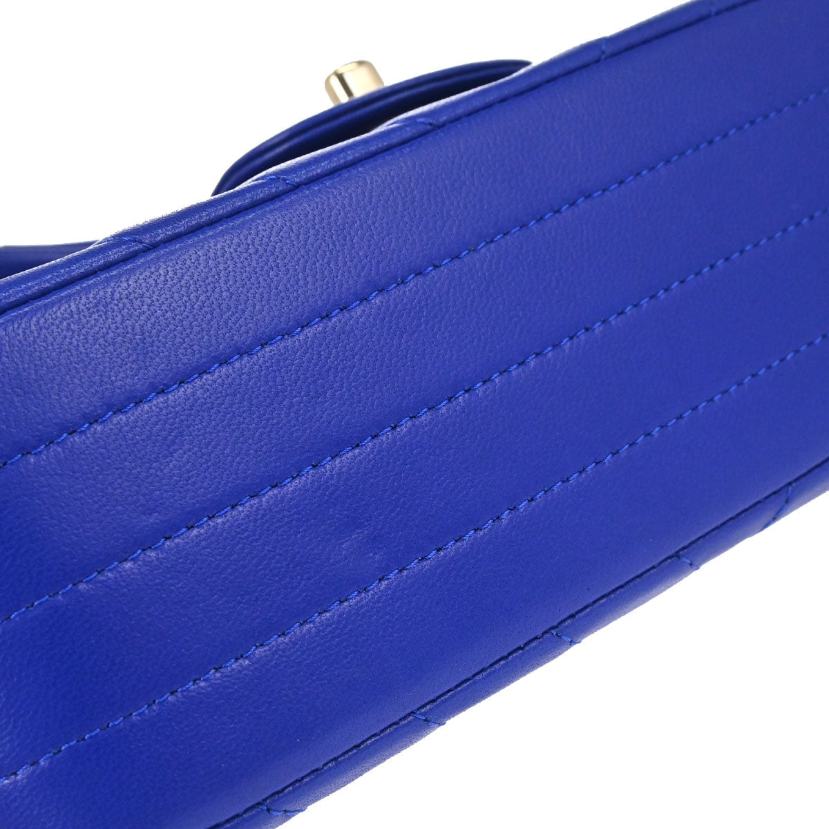 Chanel 2017-2018 Blue Lambskin Chevron Shoulder Bag