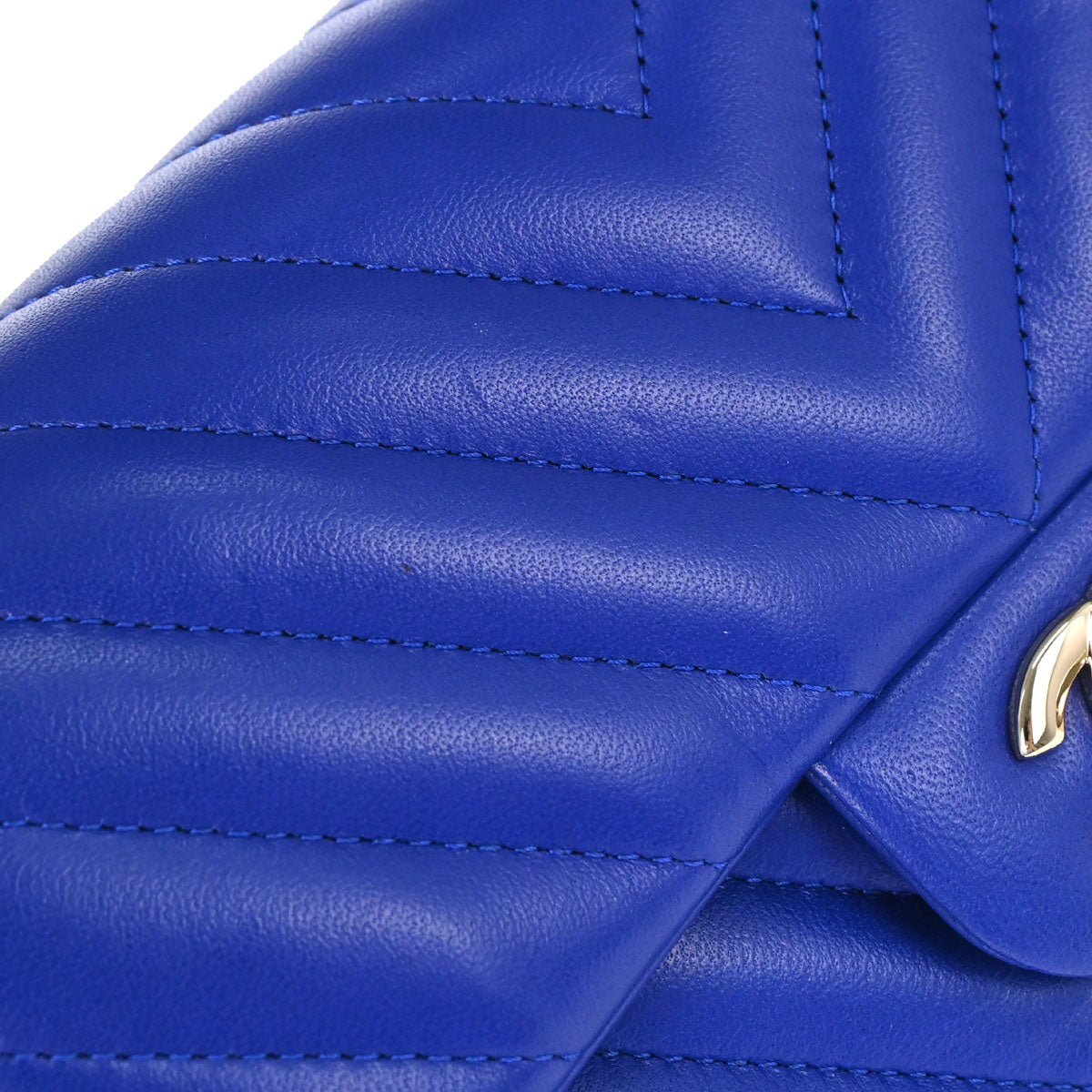 Chanel 2017-2018 Blue Lambskin Chevron Shoulder Bag