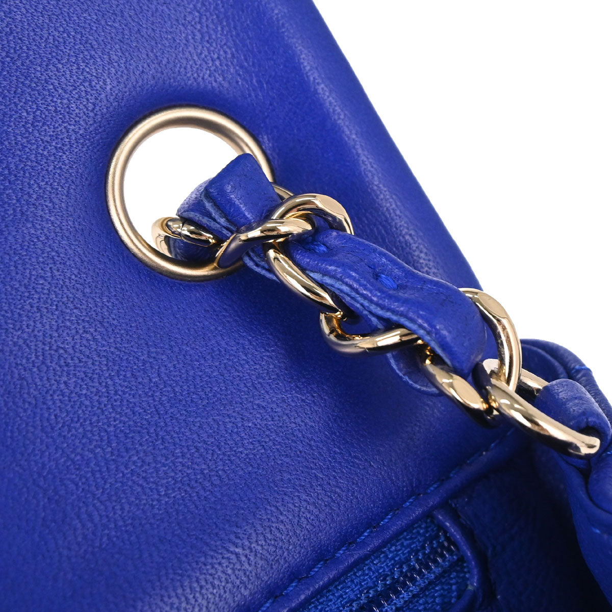Chanel 2017-2018 Blue Lambskin Chevron Shoulder Bag