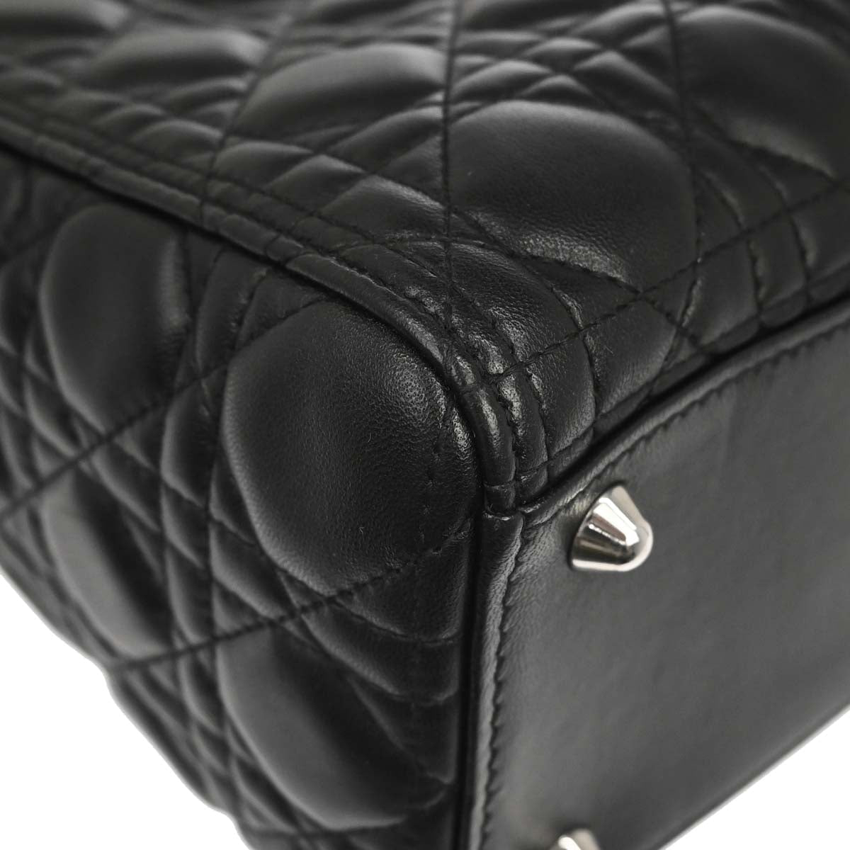 Christian Dior 2015 Black Lambskin Lady Dior Cannage 2way Shoulder Handbag