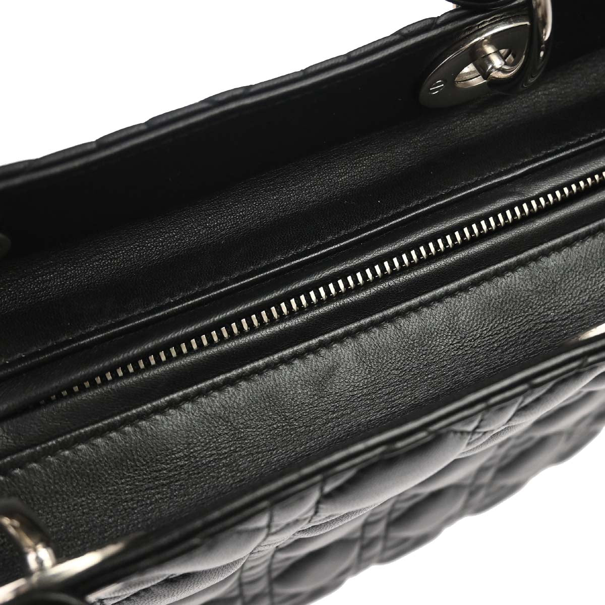 Christian Dior 2015 Black Lambskin Lady Dior Cannage 2way Shoulder Handbag