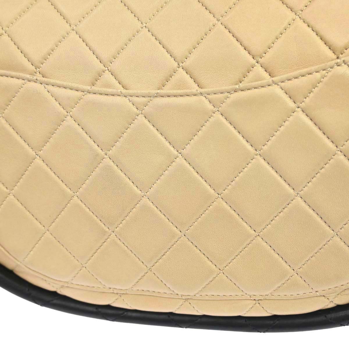 Chanel 2013-2014 Beige Black Lambskin Hula Hoop Large Handbag