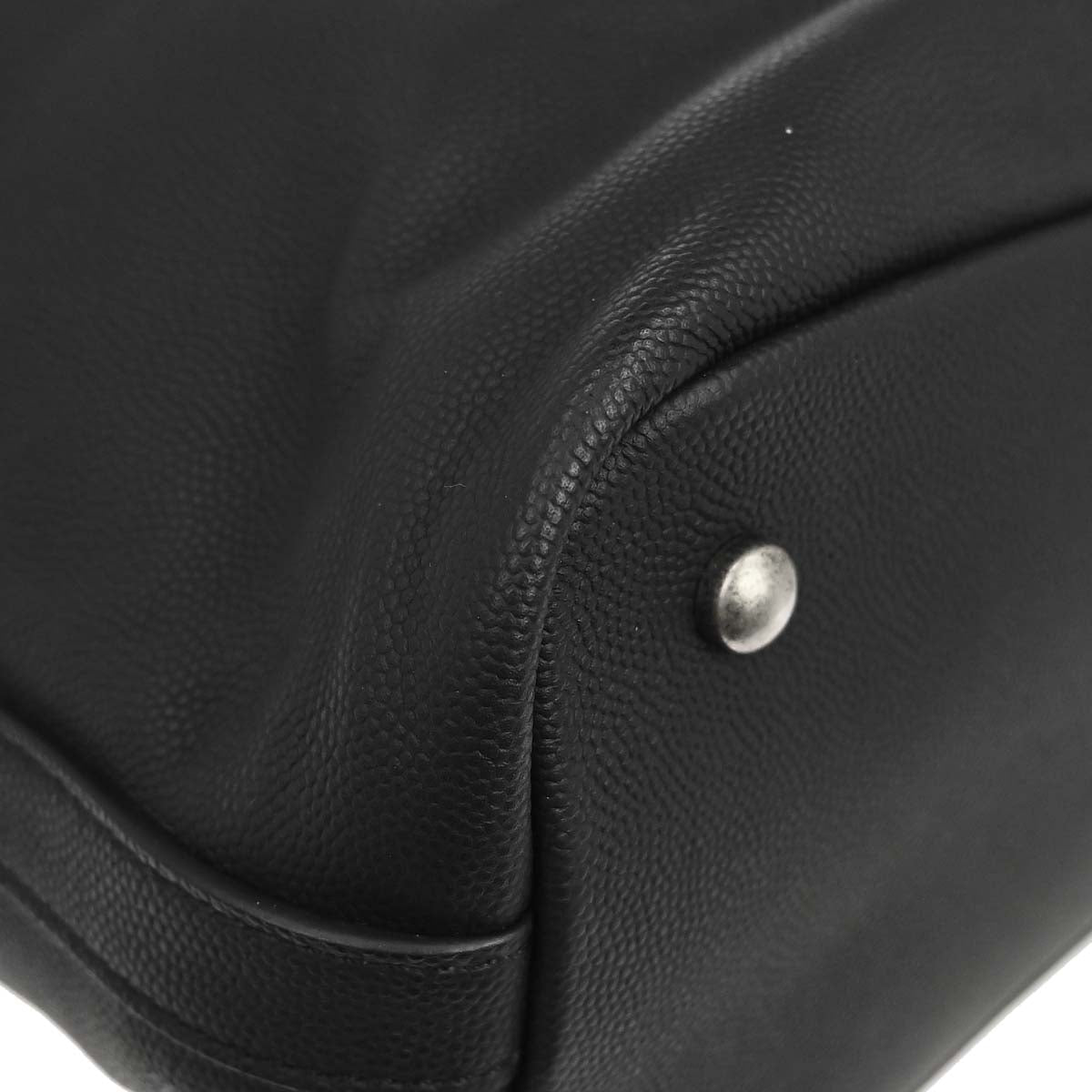 Chanel 2019 Black Caviar Skin Coco Eyelets Large Shopping Tote 2way Shoulder Chain Handbag