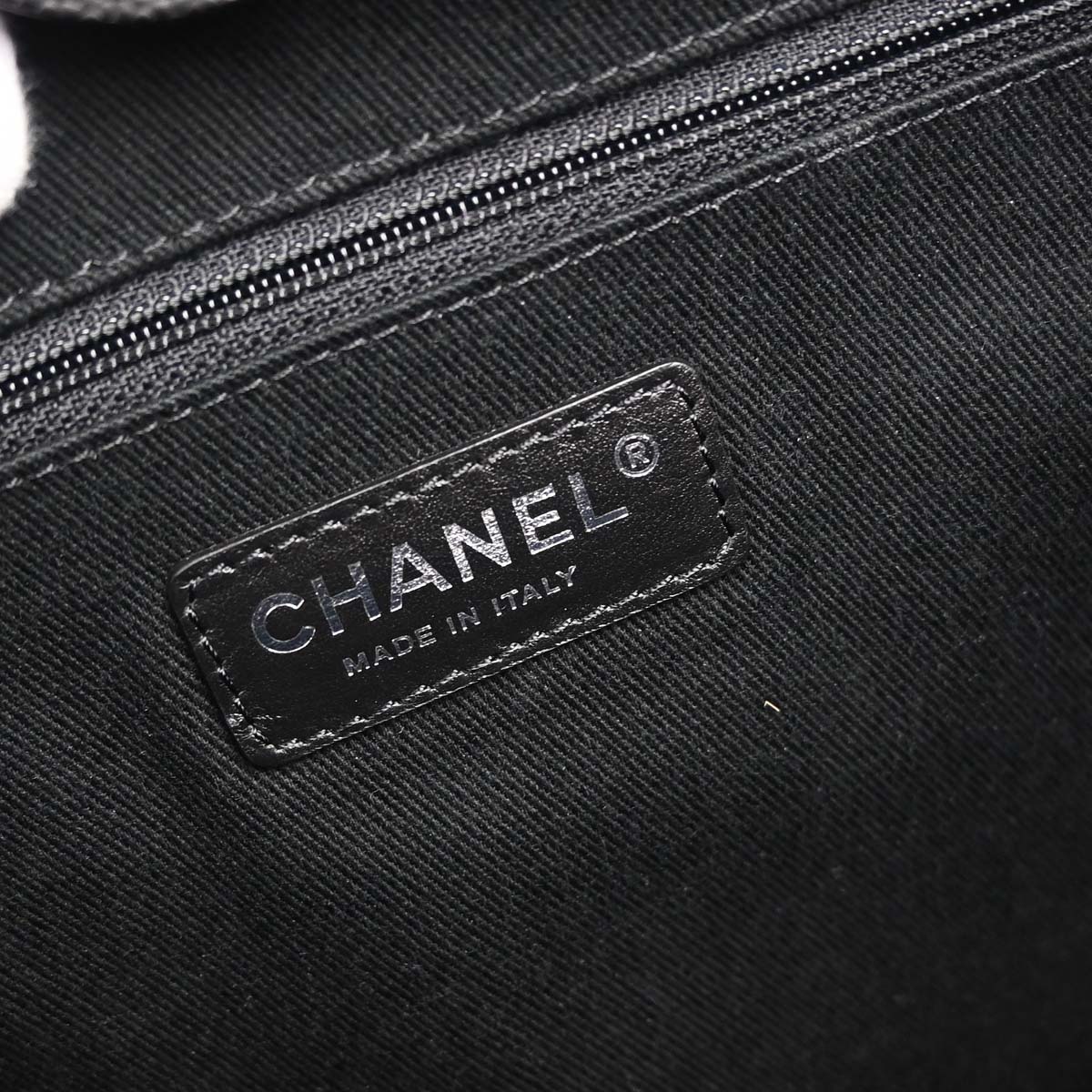 Chanel 2019 Black Caviar Skin Coco Eyelets Large Shopping Tote 2way Shoulder Chain Handbag