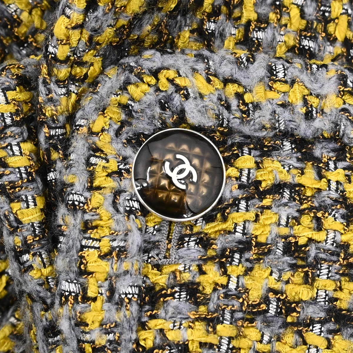 Chanel 2017 Collarless Single Breasted Jacket Tweed Yellow #36