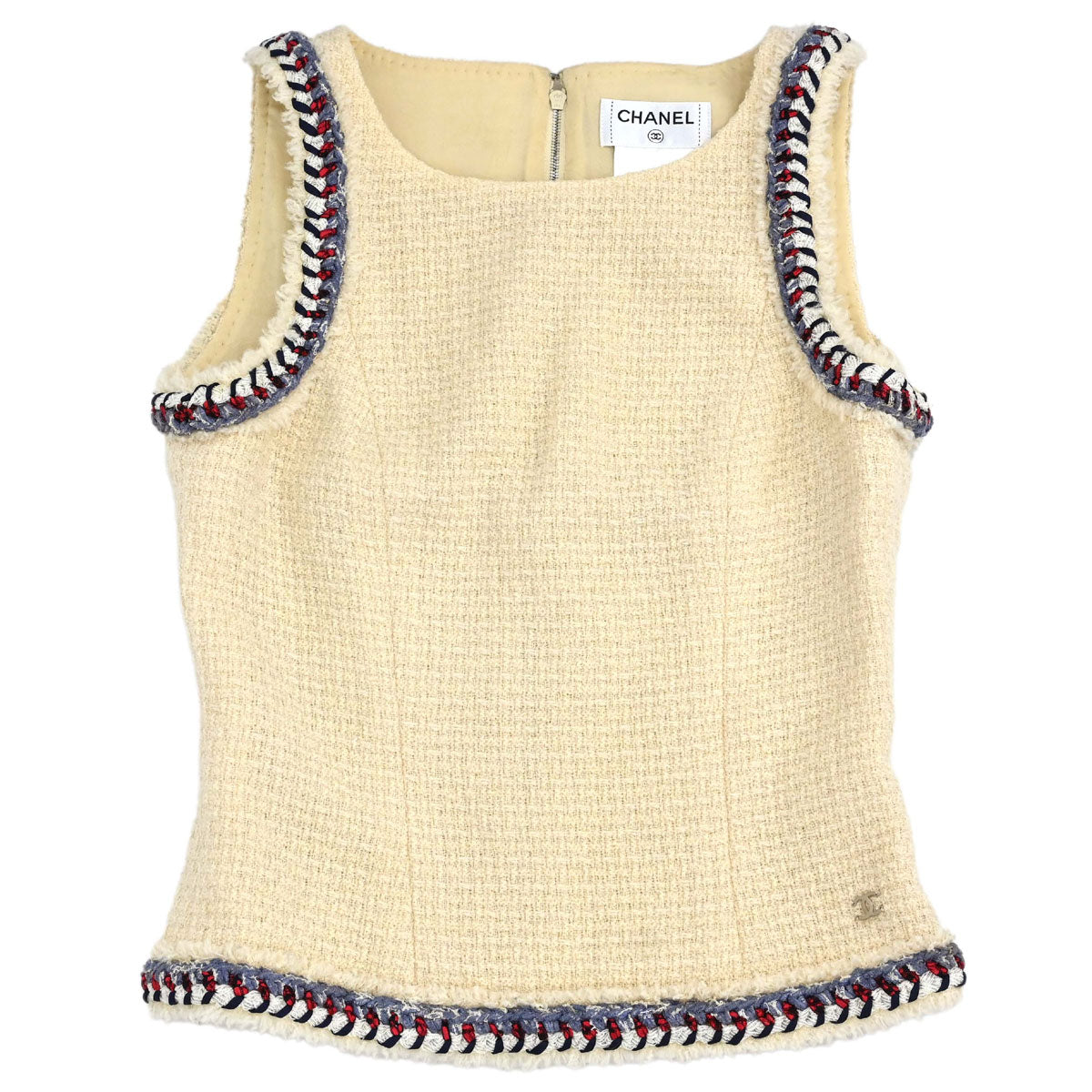 Chanel 2012-2013 Sleeveless Tweed Top Ivory #34