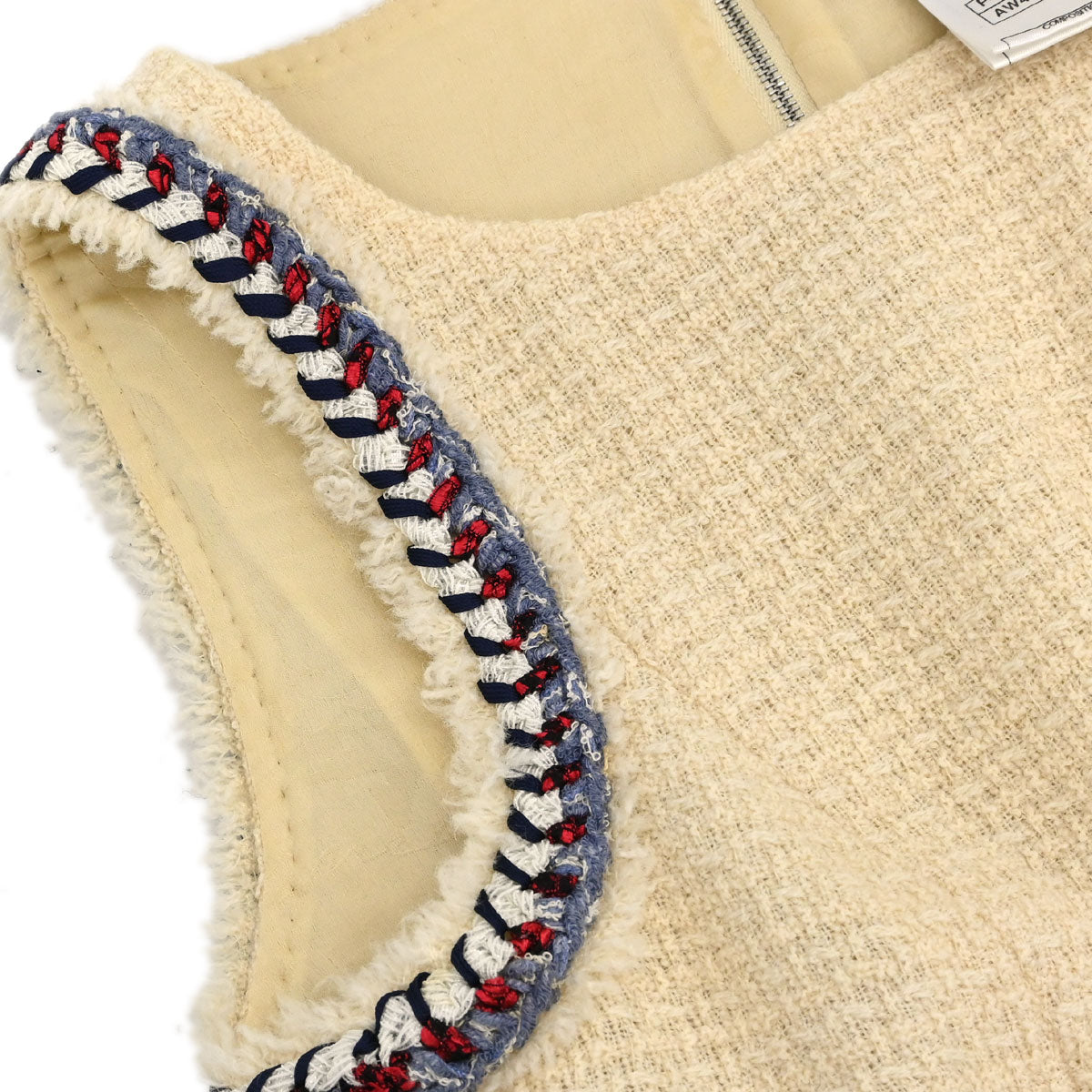 Chanel 2012-2013 Sleeveless Tweed Top Ivory #34