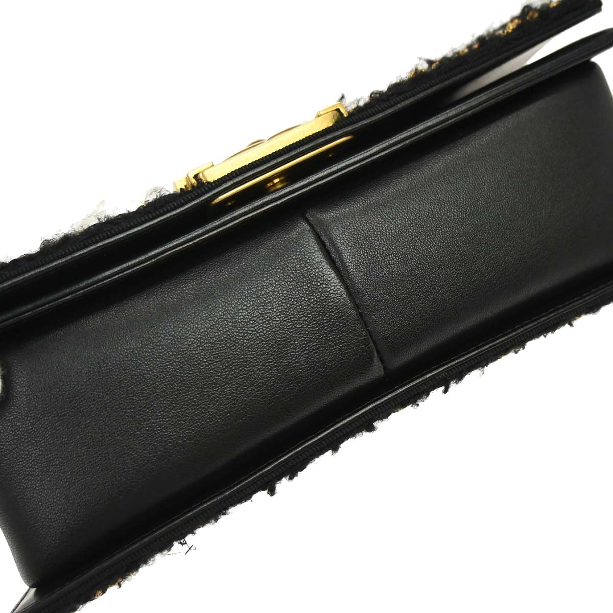 Boy Chanel 2017 Black Lambskin Tweed Medium Shoulder Bag