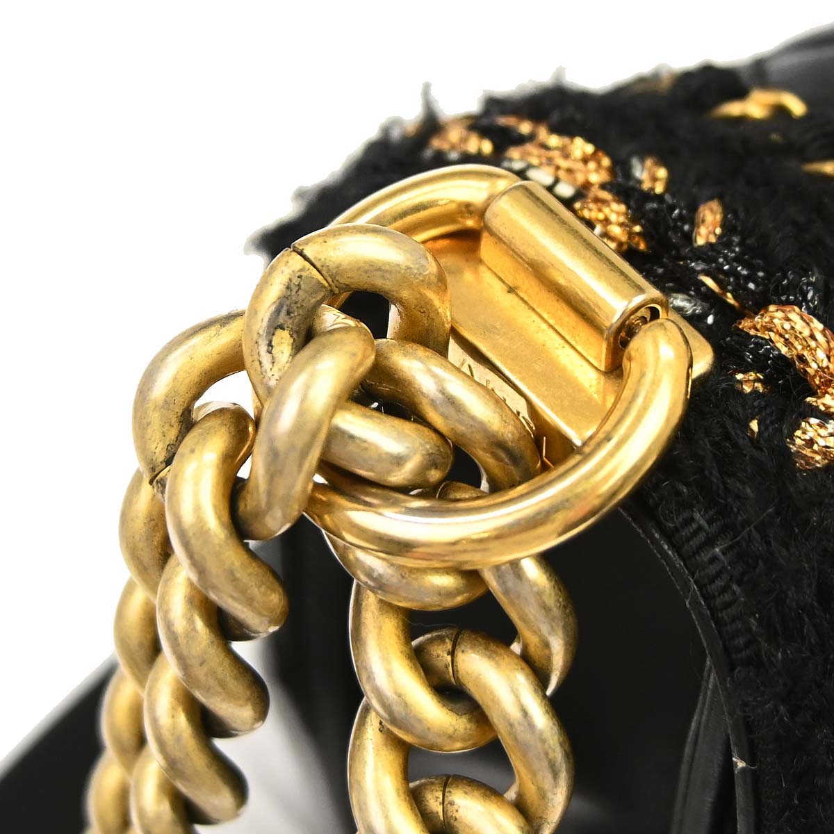 Boy Chanel 2017 Black Lambskin Tweed Medium Shoulder Bag