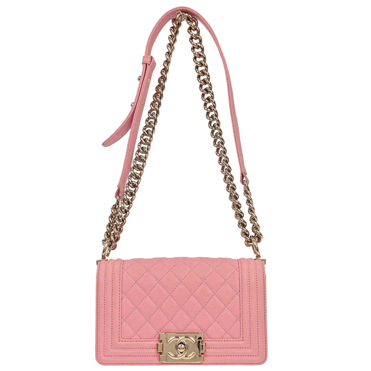Boy Chanel 2019 Pink Caviar Skin Small Chain Shoulder Bag