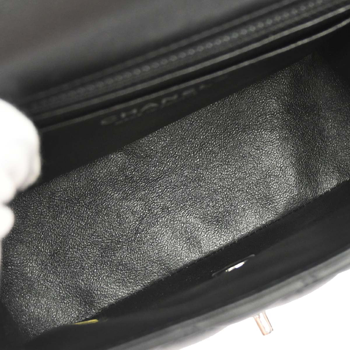 Chanel Black Lambskin Mini Classic Square Flap Shoulder Bag 17
