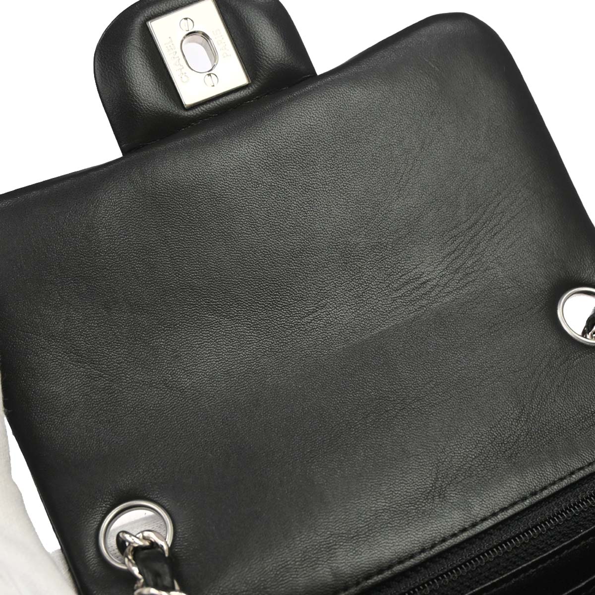 Chanel Black Lambskin Mini Classic Square Flap Shoulder Bag 17