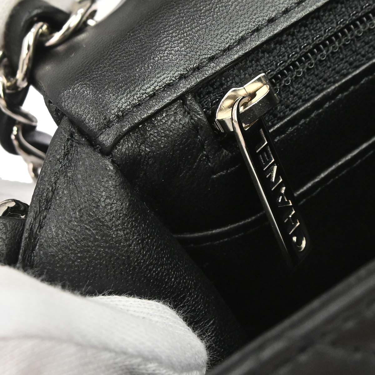 Chanel Black Lambskin Mini Classic Square Flap Shoulder Bag 17