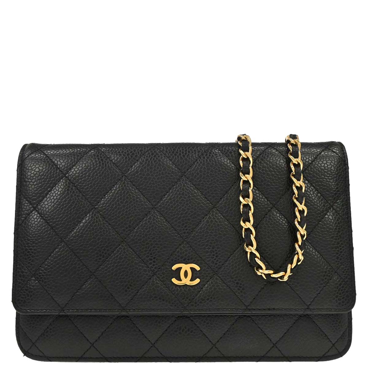 Chanel 2014 Black Caviar Skin Classic WOC Wallet on Chain Bag