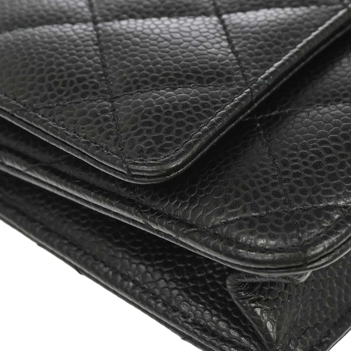 Chanel 2014 Black Caviar Skin Classic WOC Wallet on Chain Bag