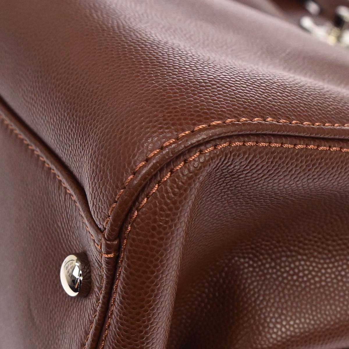 Chanel 2015-2016 Brown Caviar Skin Executive Cerf 2way Shoulder Tote Bag