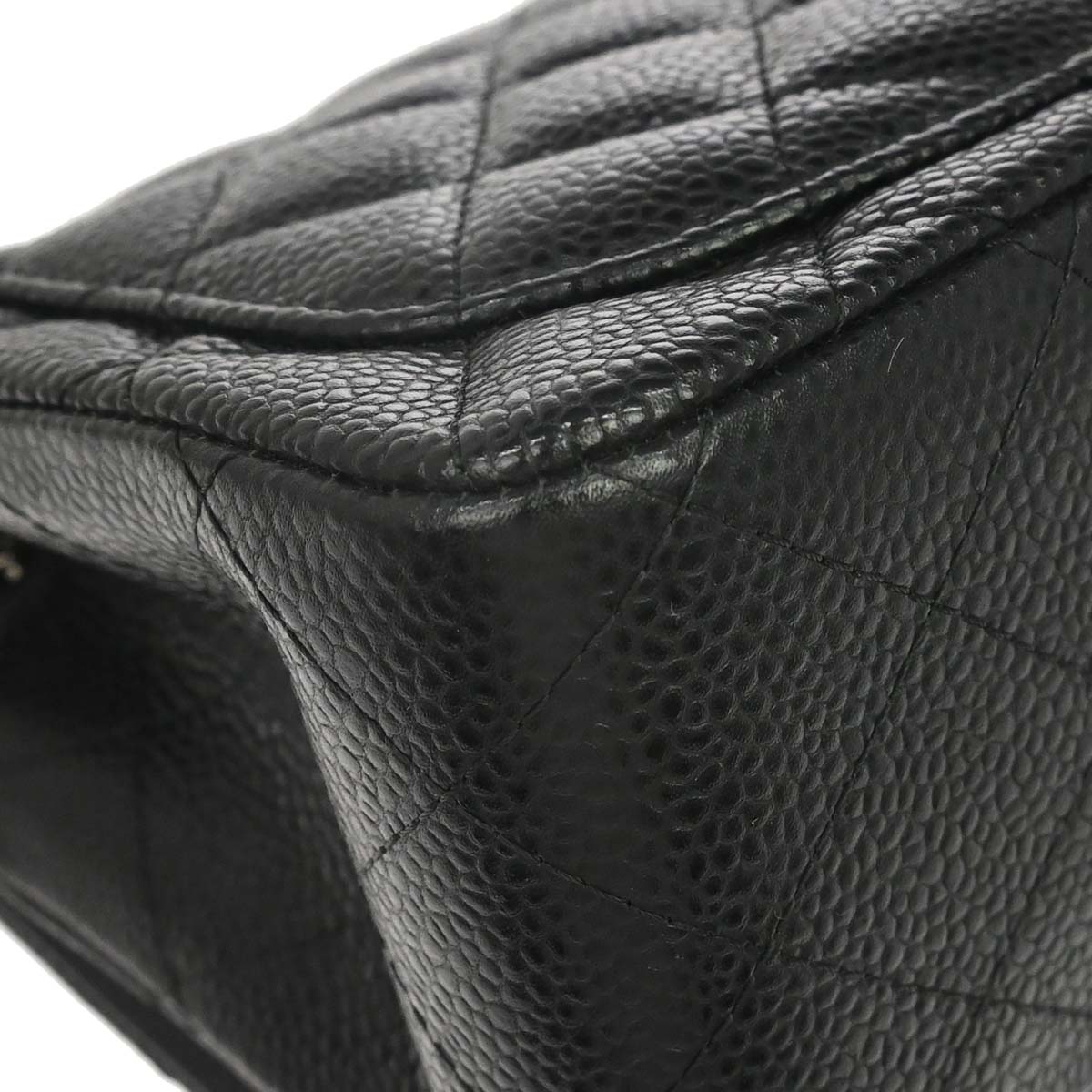 Chanel 2014-2015 Black Caviar Skin Mini Classic Square Flap Shoulder Bag 17