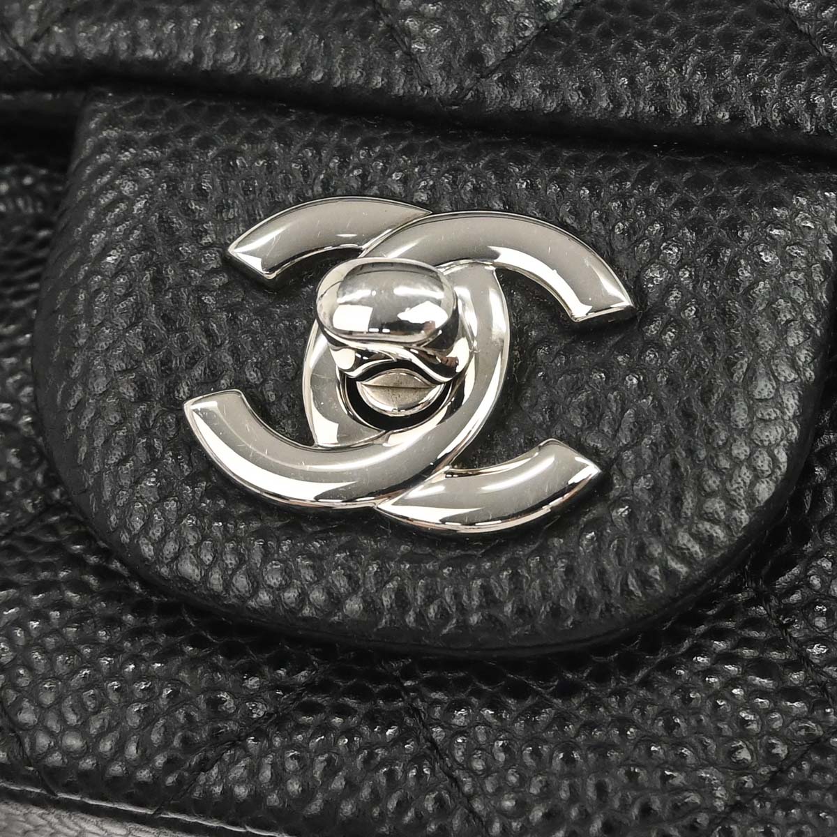Chanel 2014-2015 Black Caviar Skin Mini Classic Square Flap Shoulder Bag 17