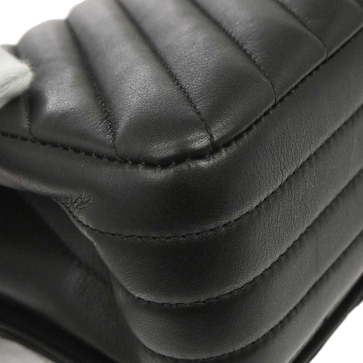 Chanel 2017-2018 Black Lambskin Chevron Turnlock Mini Full Flap Shoulder Bag