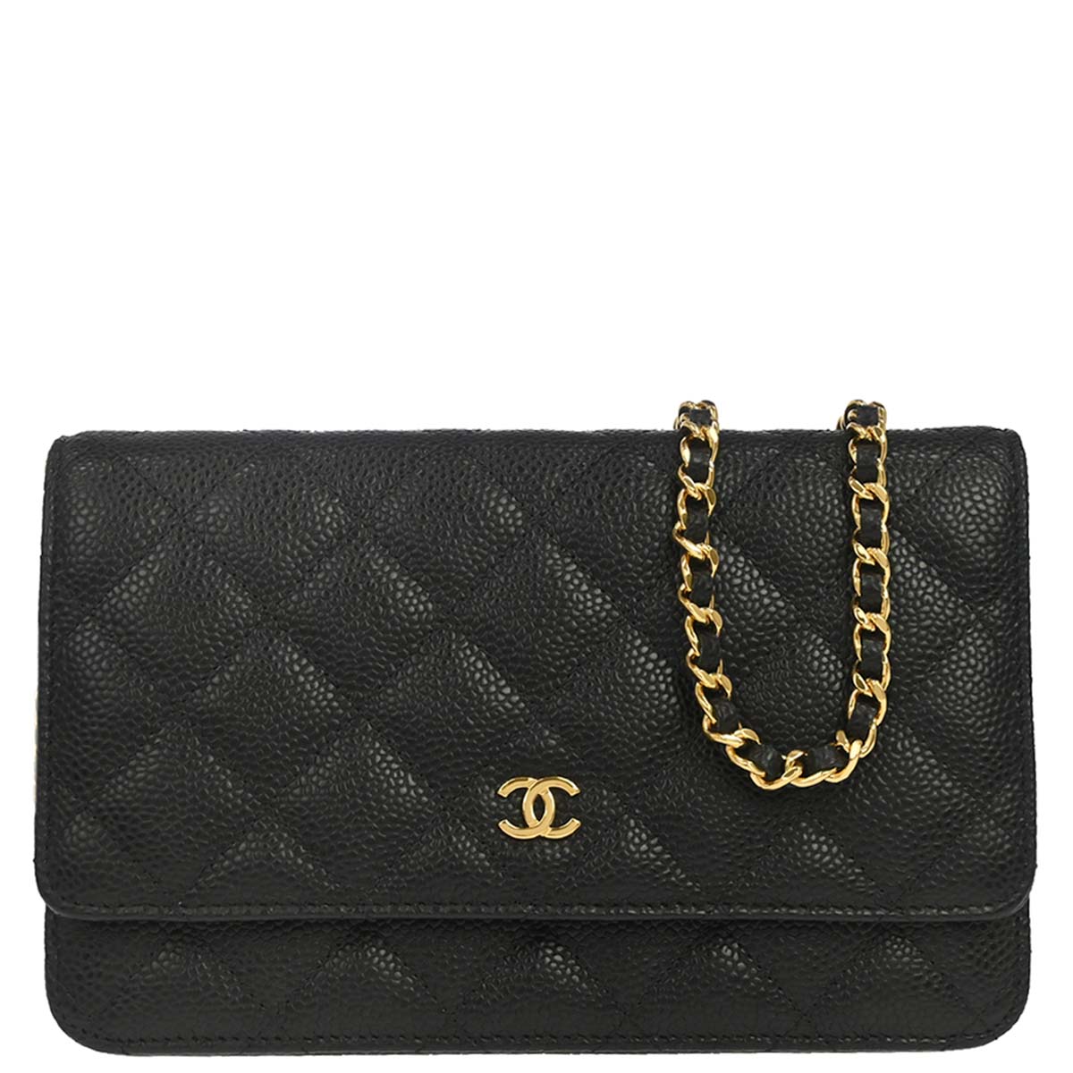 Chanel 2019 Black Caviar Skin Classic WOC Wallet on Chain Shoulder Bag